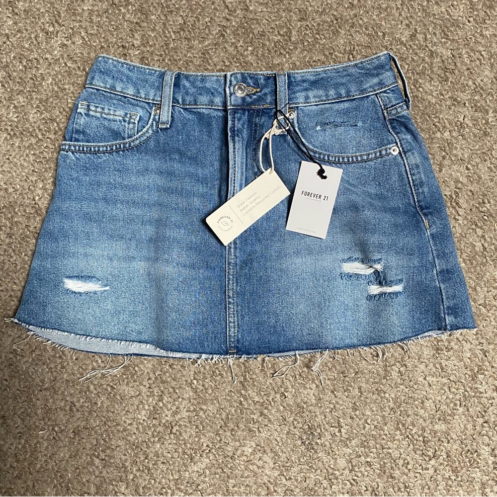 Denim Distressed Mini Skirt